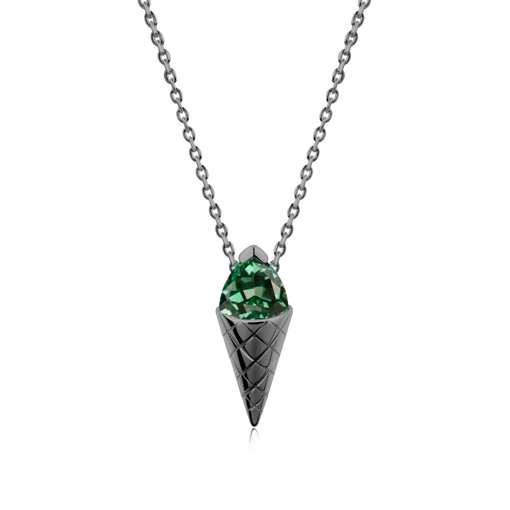 Creative Trillion Cut Green Sapphire Necklace - LUO Jewelry #metal_black finish sterling silver