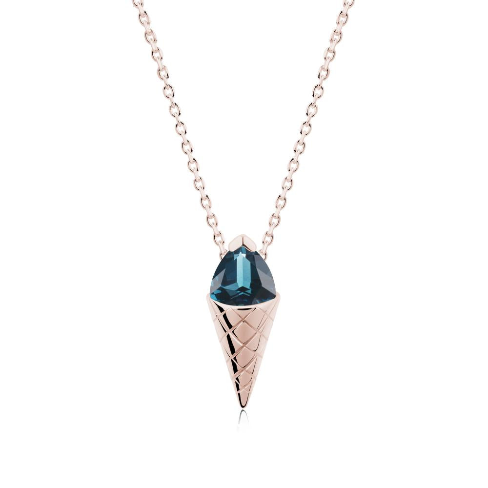 Creative Trillion Cut London Blue Topaz Necklace - LUO Jewelry #metal_14k rose gold