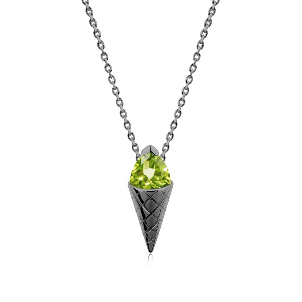 Creative Trillion Cut Peridot Necklace - LUO Jewelry #metal_black finish sterling silver