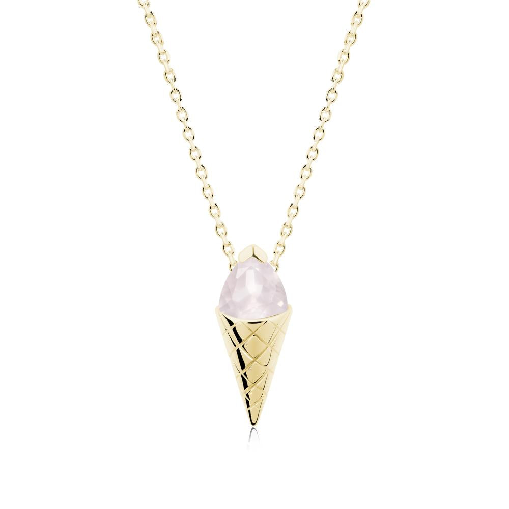 Ice Cream Inspired Rose Quartz Pendant - LUO Jewelry #metal_18k yellow gold