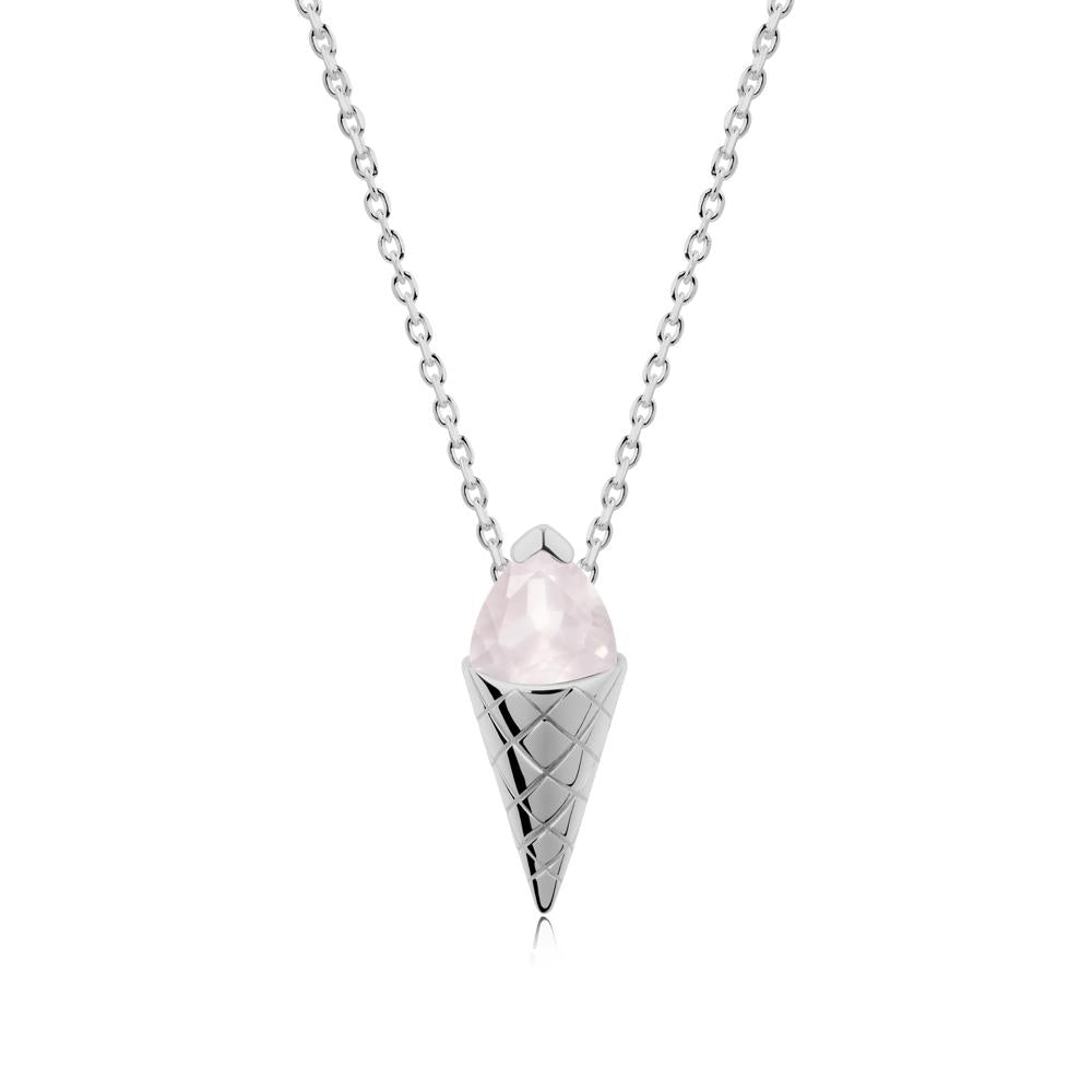Ice Cream Inspired Rose Quartz Pendant - LUO Jewelry #metal_platinum