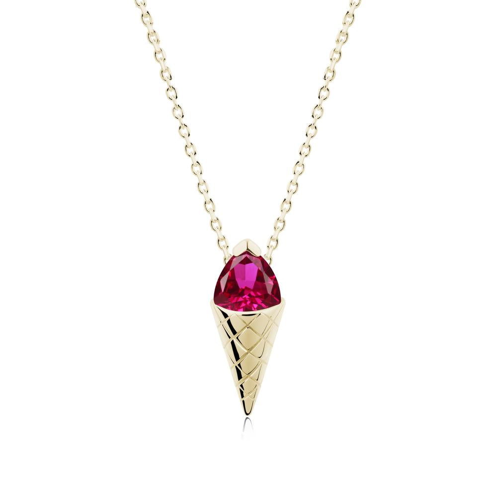 Creative Trillion Cut Ruby Necklace - LUO Jewelry #metal_14k yellow gold