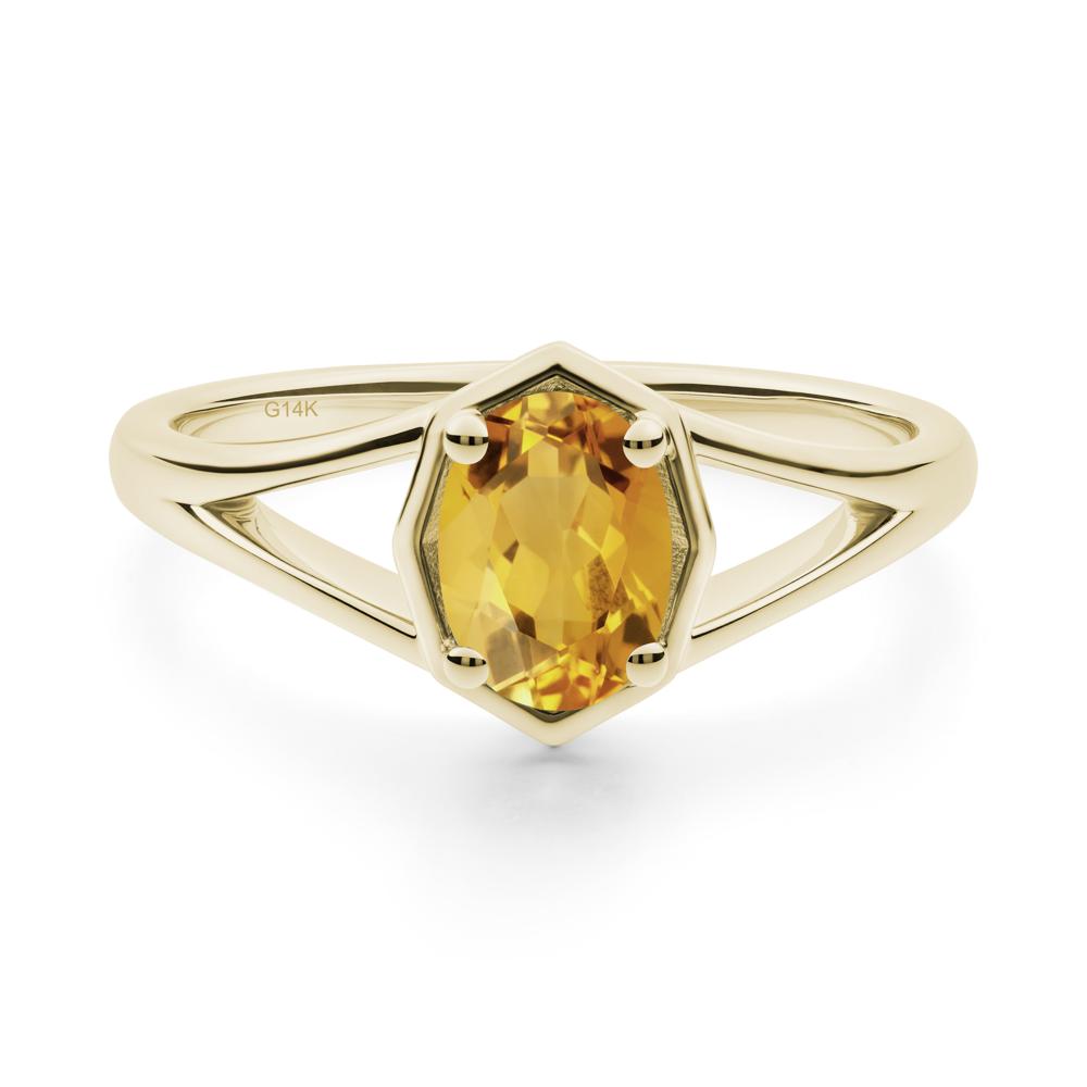 Solitaire Citrine Ring with Octagon Frame - LUO Jewelry #metal_14k yellow gold