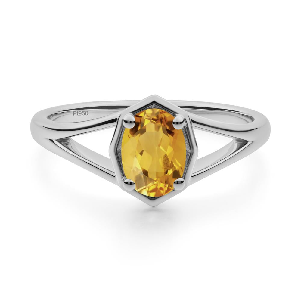 Solitaire Citrine Ring with Octagon Frame - LUO Jewelry #metal_platinum