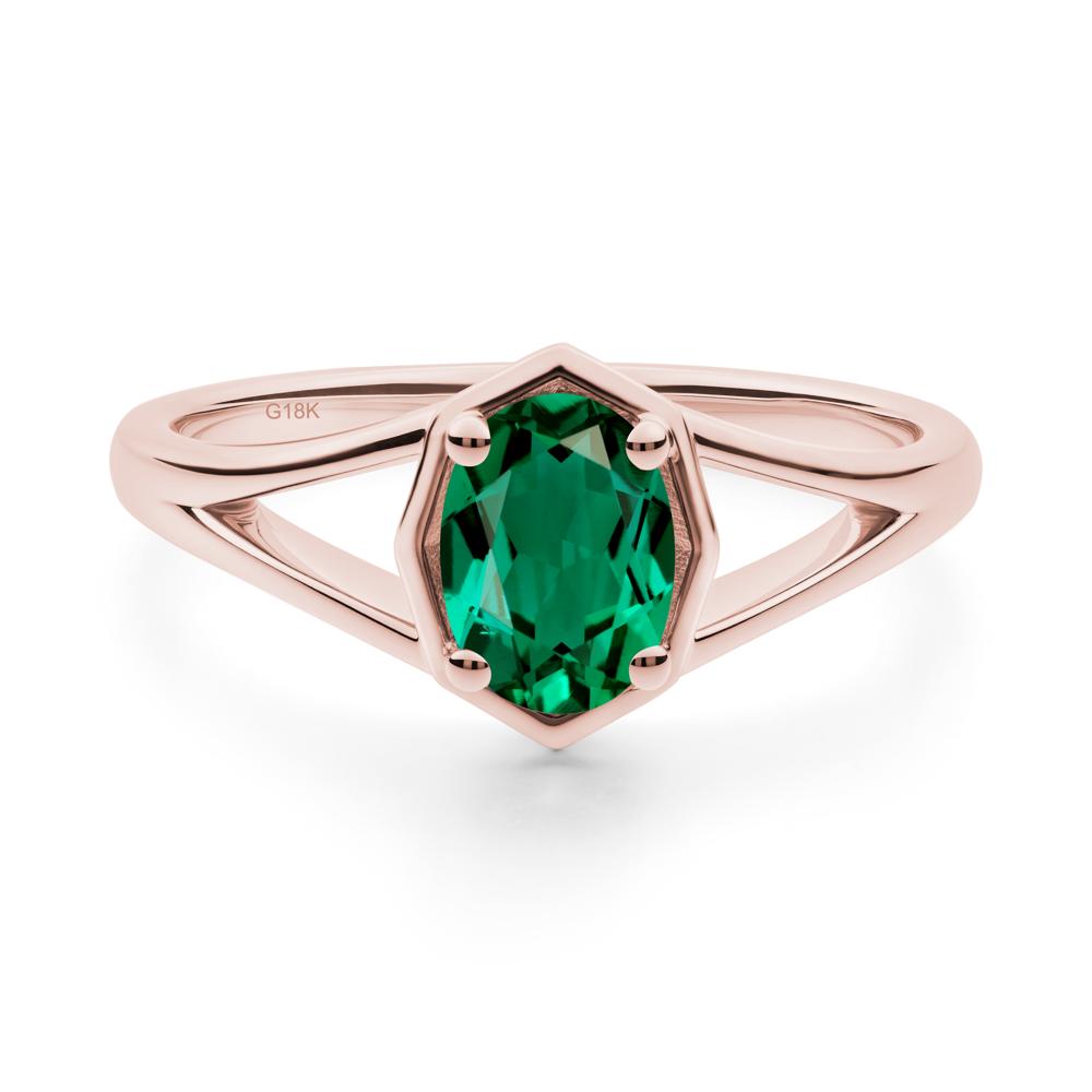 Solitaire Emerald Ring with Octagon Frame - LUO Jewelry #metal_18k rose gold