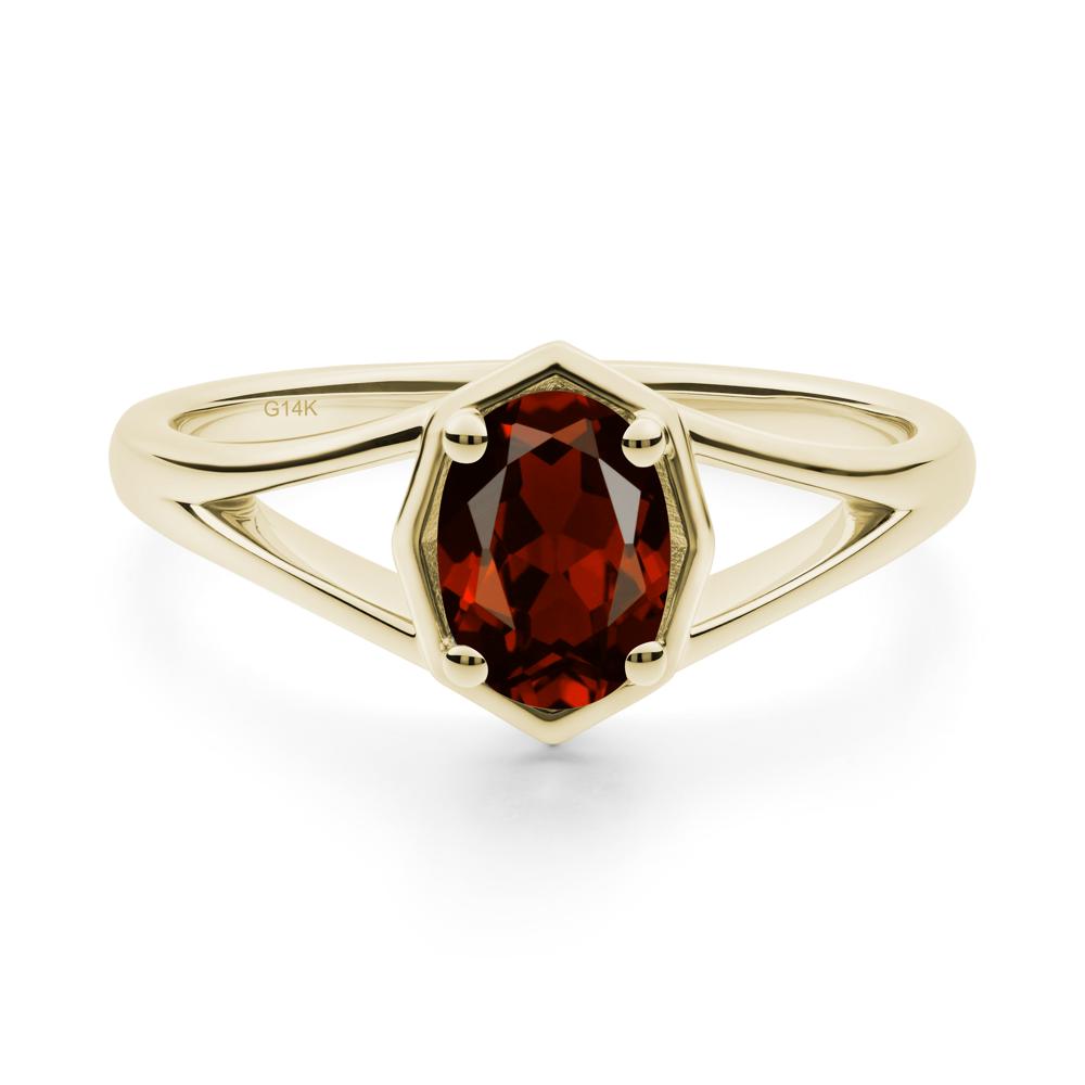 Solitaire Garnet Ring with Octagon Frame - LUO Jewelry #metal_14k yellow gold