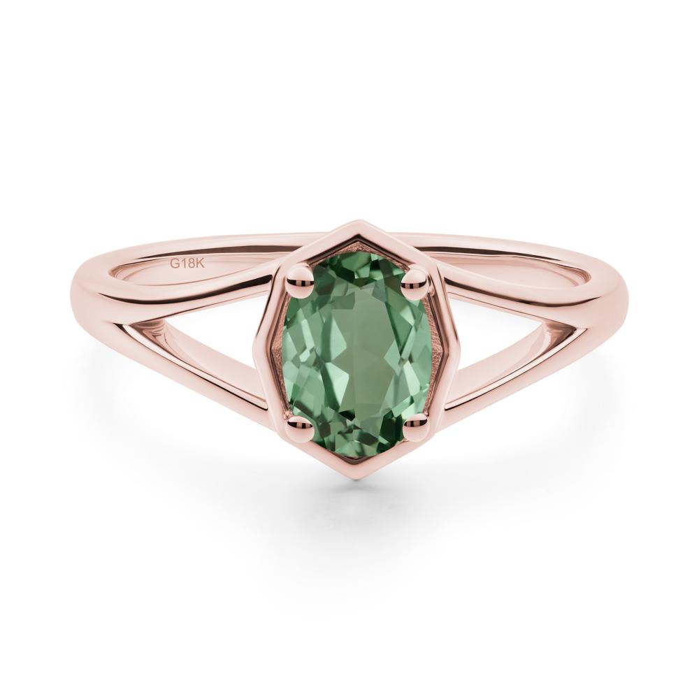 Oval Green Sapphire Split Shank Eengagement Ring - LUO Jewelry #metal_18k rose gold