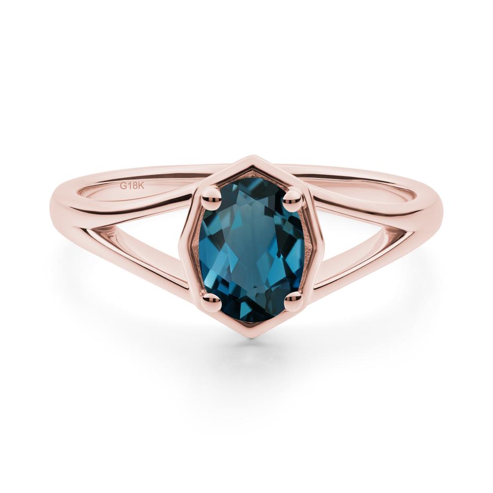 Oval London Blue Topaz Split Shank Eengagement Ring - LUO Jewelry #metal_18k rose gold