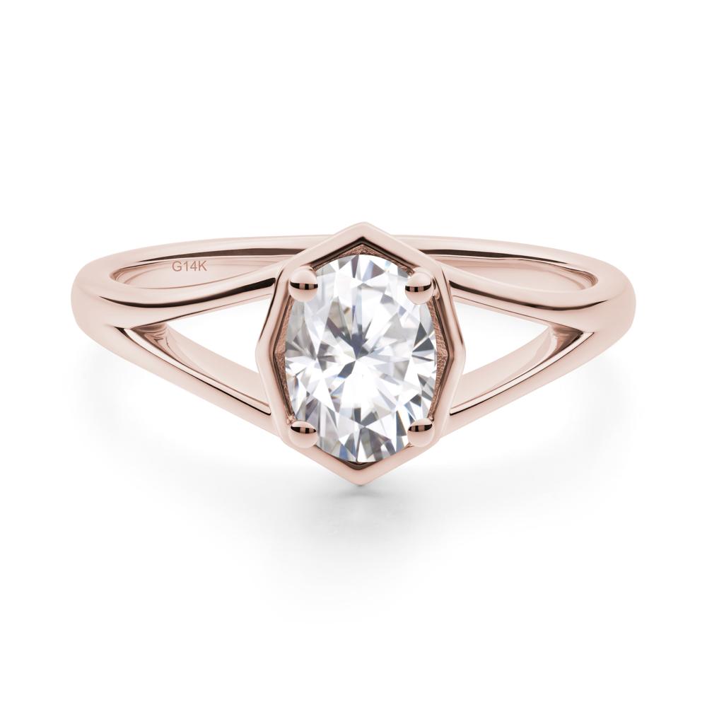 Oval Moissanite Split Shank Eengagement Ring - LUO Jewelry #metal_14k rose gold