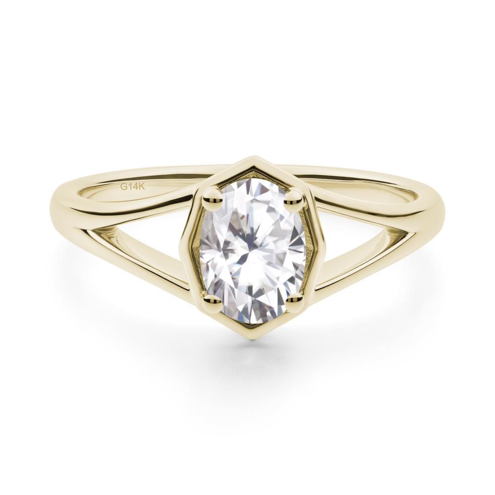 Oval Moissanite Split Shank Eengagement Ring - LUO Jewelry #metal_14k yellow gold