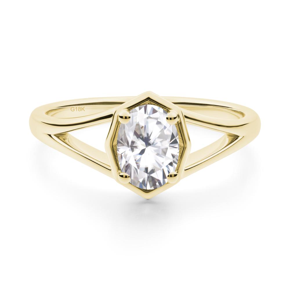 Oval Moissanite Split Shank Eengagement Ring - LUO Jewelry #metal_18k yellow gold