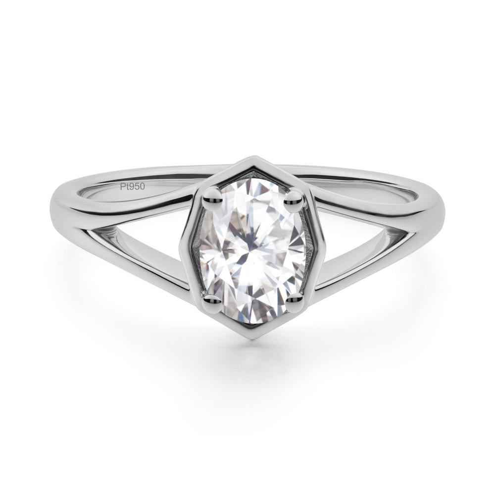 Oval Moissanite Split Shank Eengagement Ring - LUO Jewelry #metal_platinum
