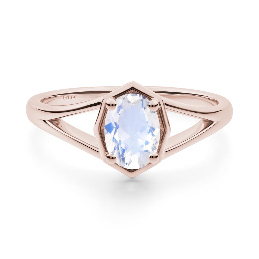 Solitaire Moonstone Ring with Octagon Frame - LUO Jewelry #metal_14k rose gold