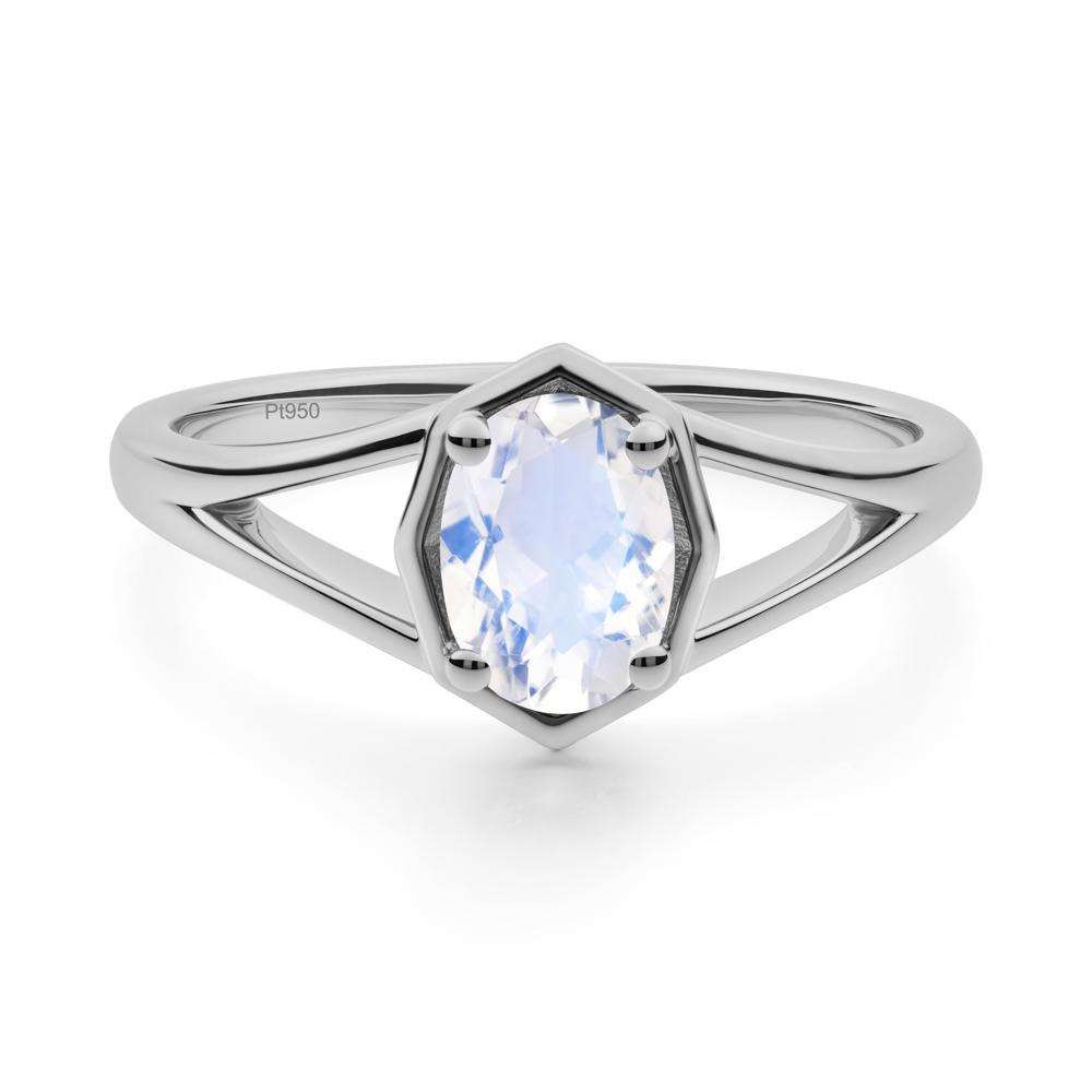 Solitaire Moonstone Ring with Octagon Frame - LUO Jewelry #metal_platinum