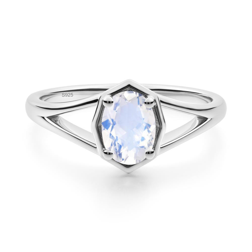 Solitaire Moonstone Ring with Octagon Frame - LUO Jewelry #metal_sterling silver