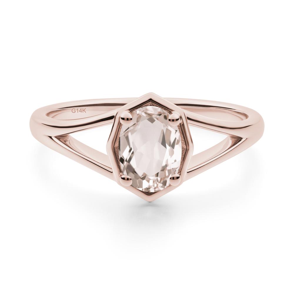 Oval Morganite Split Shank Eengagement Ring - LUO Jewelry #metal_14k rose gold