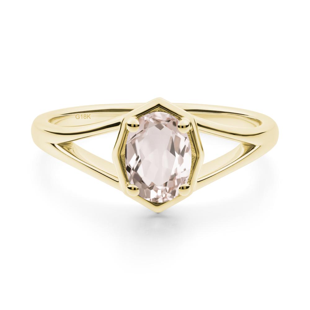 Oval Morganite Split Shank Eengagement Ring - LUO Jewelry #metal_18k yellow gold