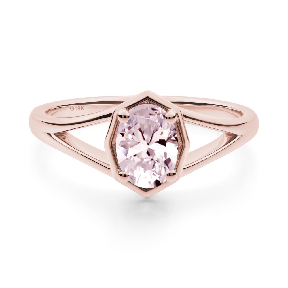 Solitaire Pink Cubic Zirconia Ring with Octagon Frame - LUO Jewelry #metal_18k rose gold