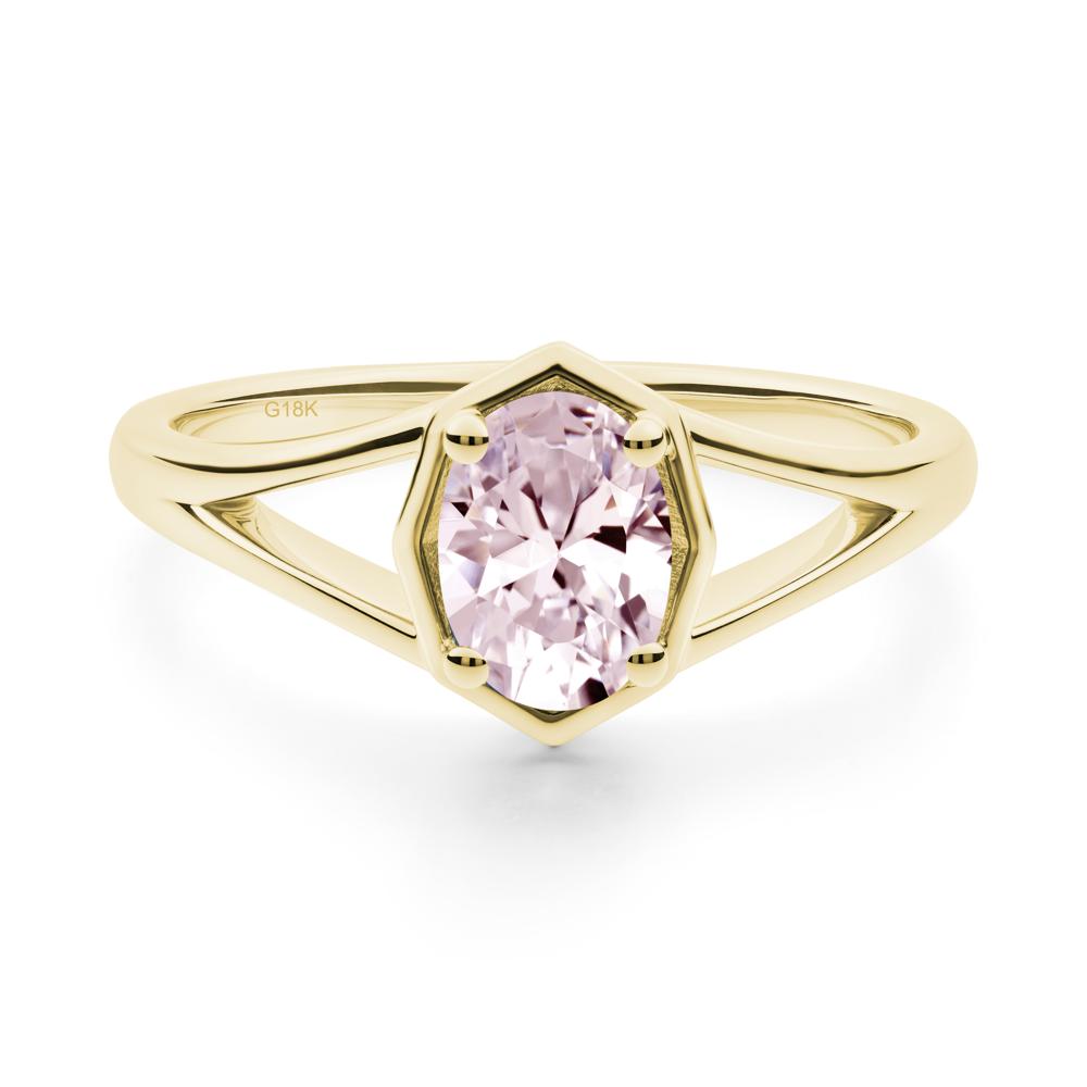 Solitaire Pink Cubic Zirconia Ring with Octagon Frame - LUO Jewelry #metal_18k yellow gold