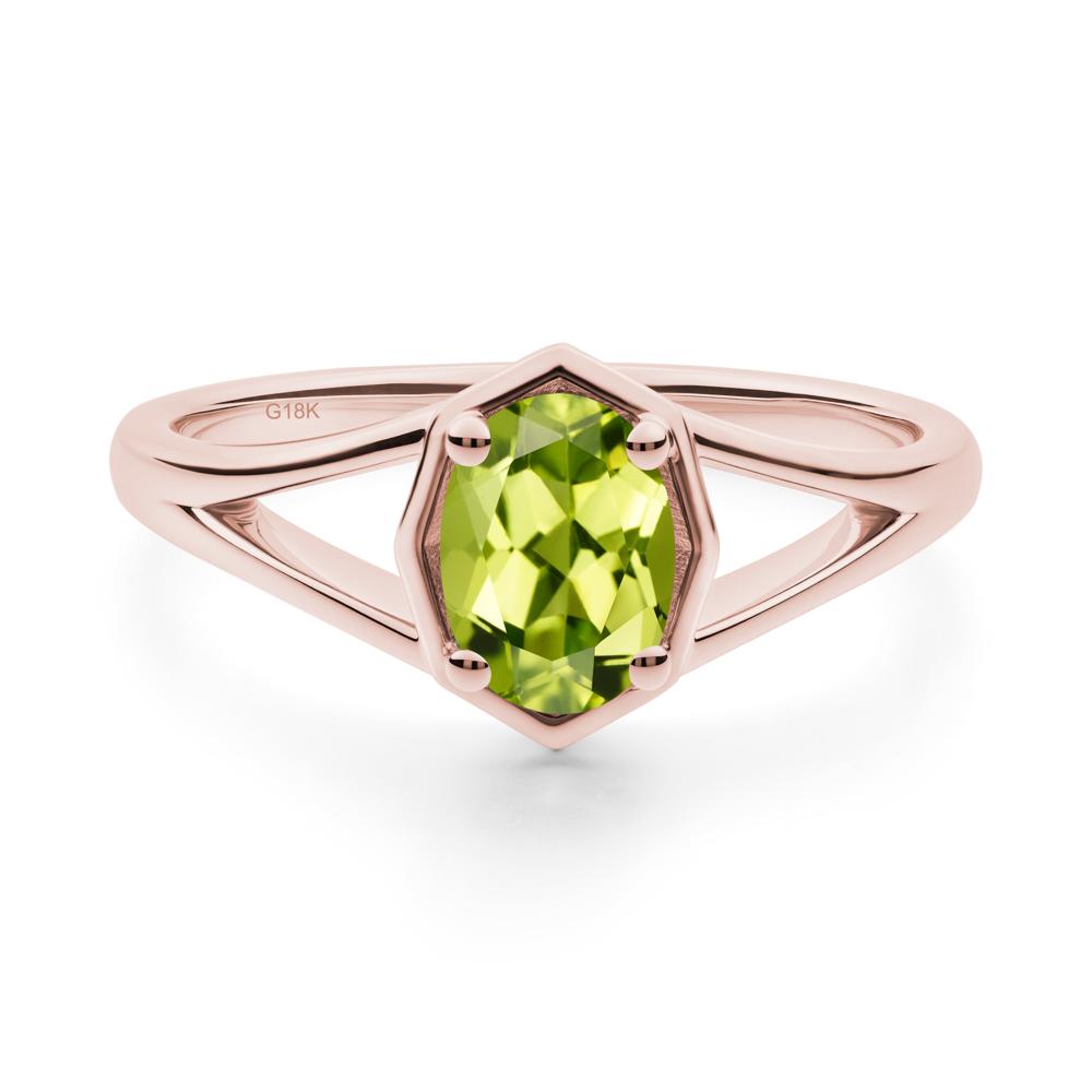Oval Peridot Split Shank Eengagement Ring - LUO Jewelry #metal_18k rose gold