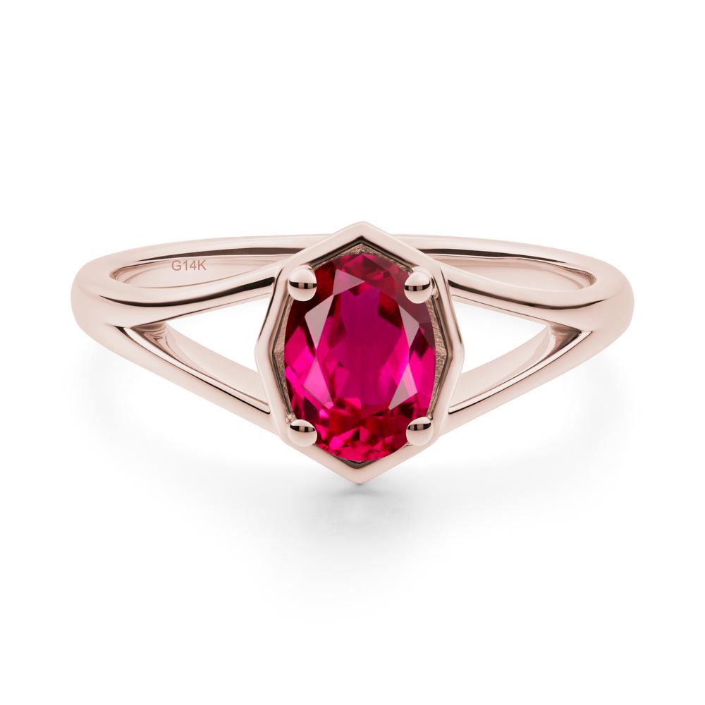 Solitaire Ruby Ring with Octagon Frame - LUO Jewelry #metal_14k rose gold