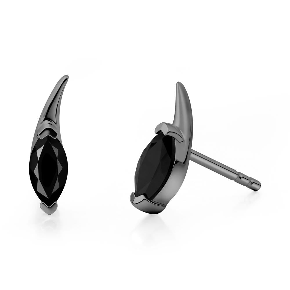 Marquise Black Spinel Stud Earrings - LUO Jewelry #metal_black finish sterling silver