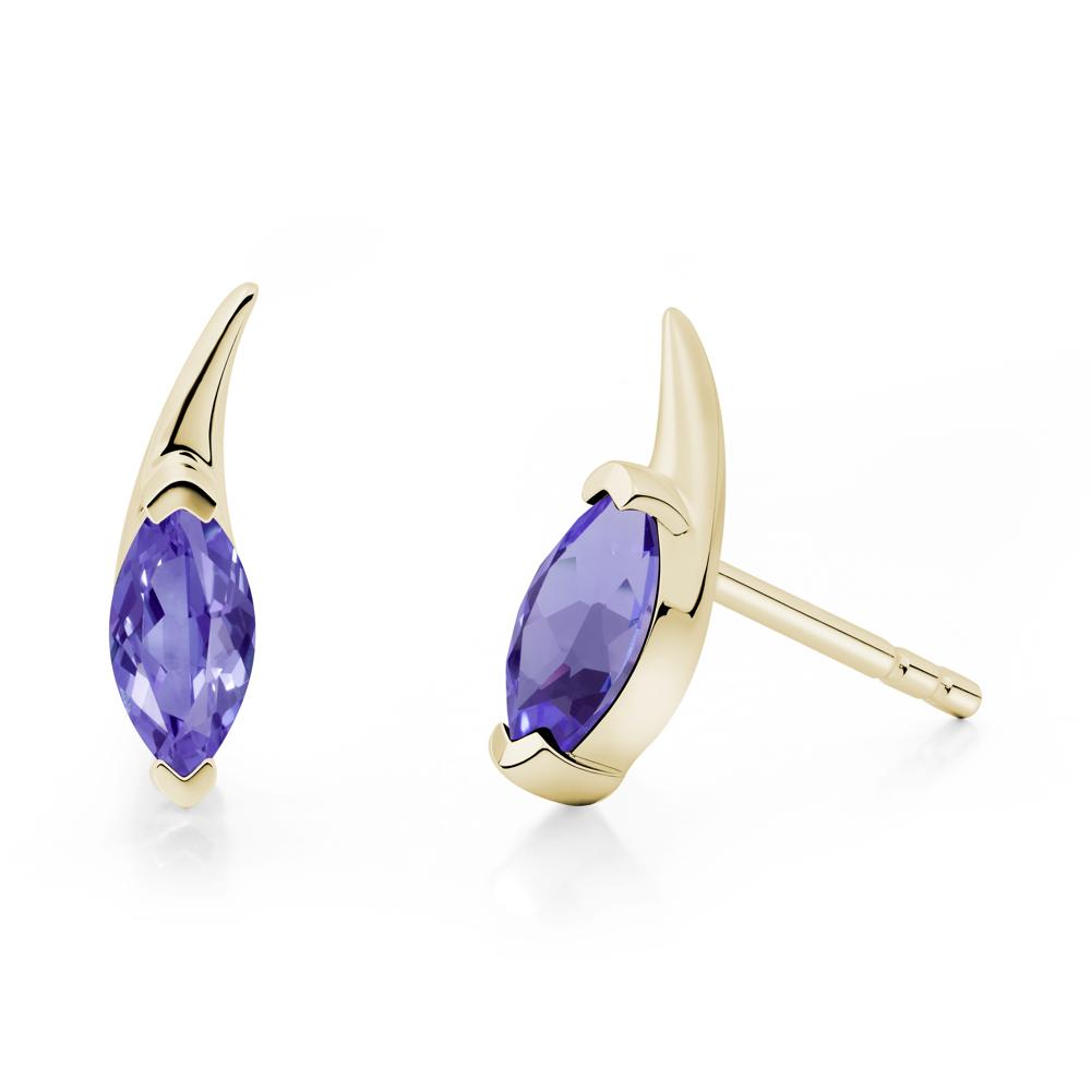 Marquise Tanzanite Stud Earrings - LUO Jewelry #metal_14k yellow gold