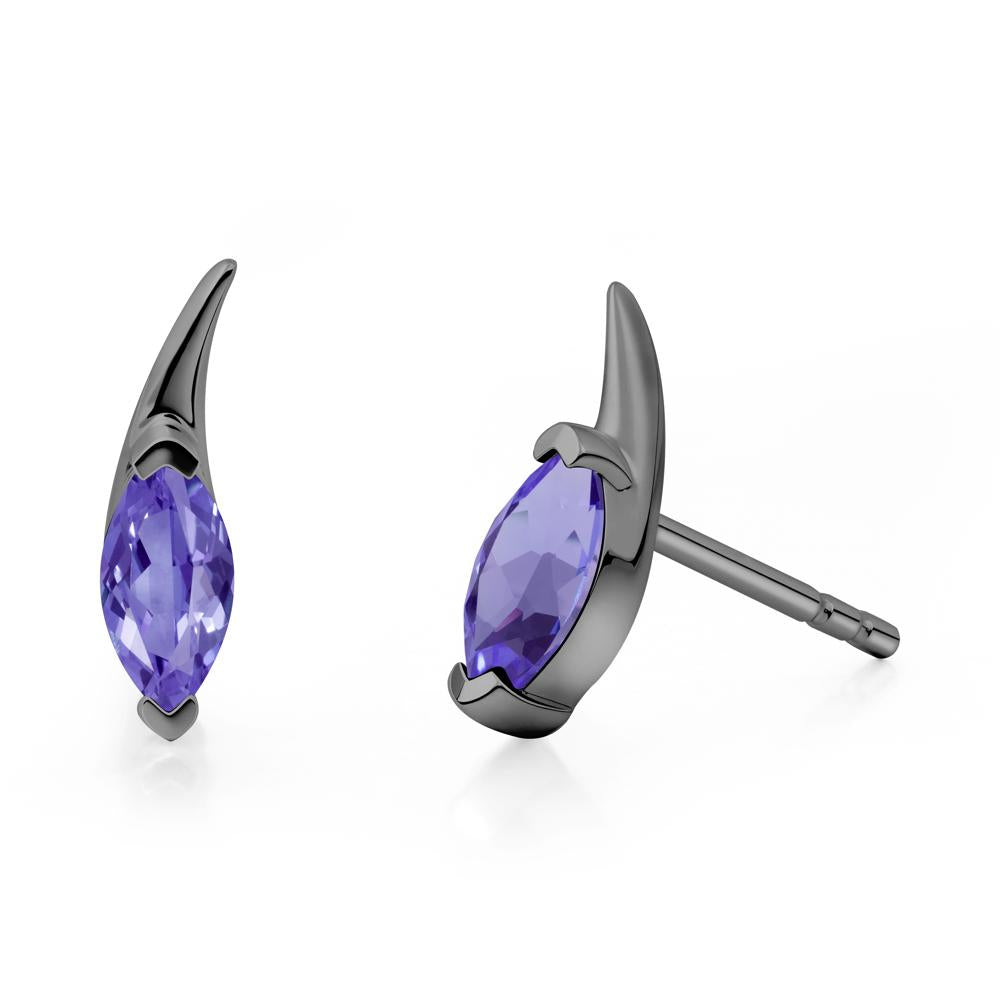 Marquise Tanzanite Stud Earrings - LUO Jewelry #metal_black finish sterling silver