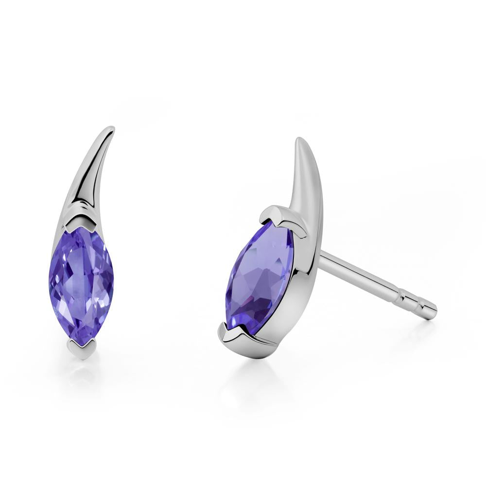 Marquise Tanzanite Stud Earrings - LUO Jewelry #metal_platinum