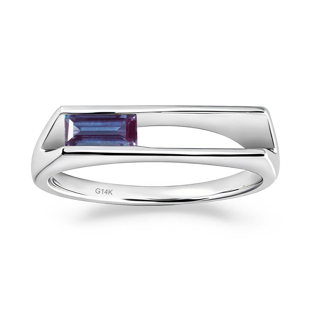 Bezel Set Alexandrite Tension Ring - LUO Jewelry #metal_14k white gold