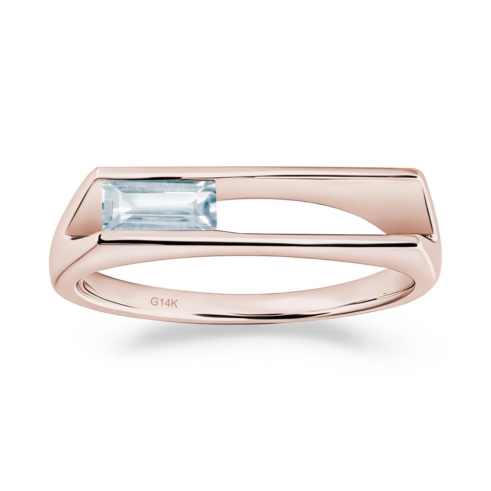 Minimalism Bezel Set Aquamarine Ring - LUO Jewelry #metal_14k rose gold
