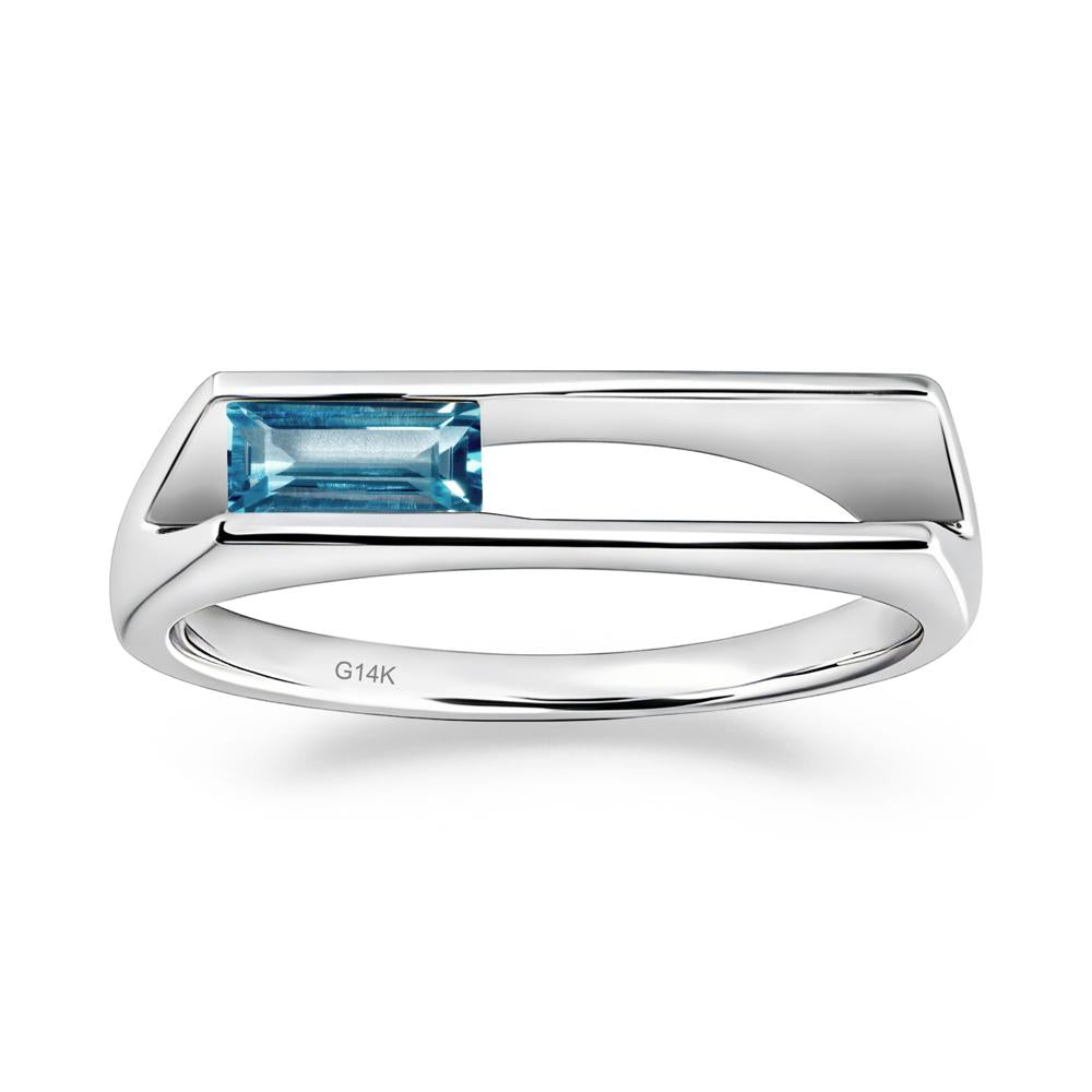 Bezel Set London Blue Topaz Tension Ring - LUO Jewelry #metal_14k white gold