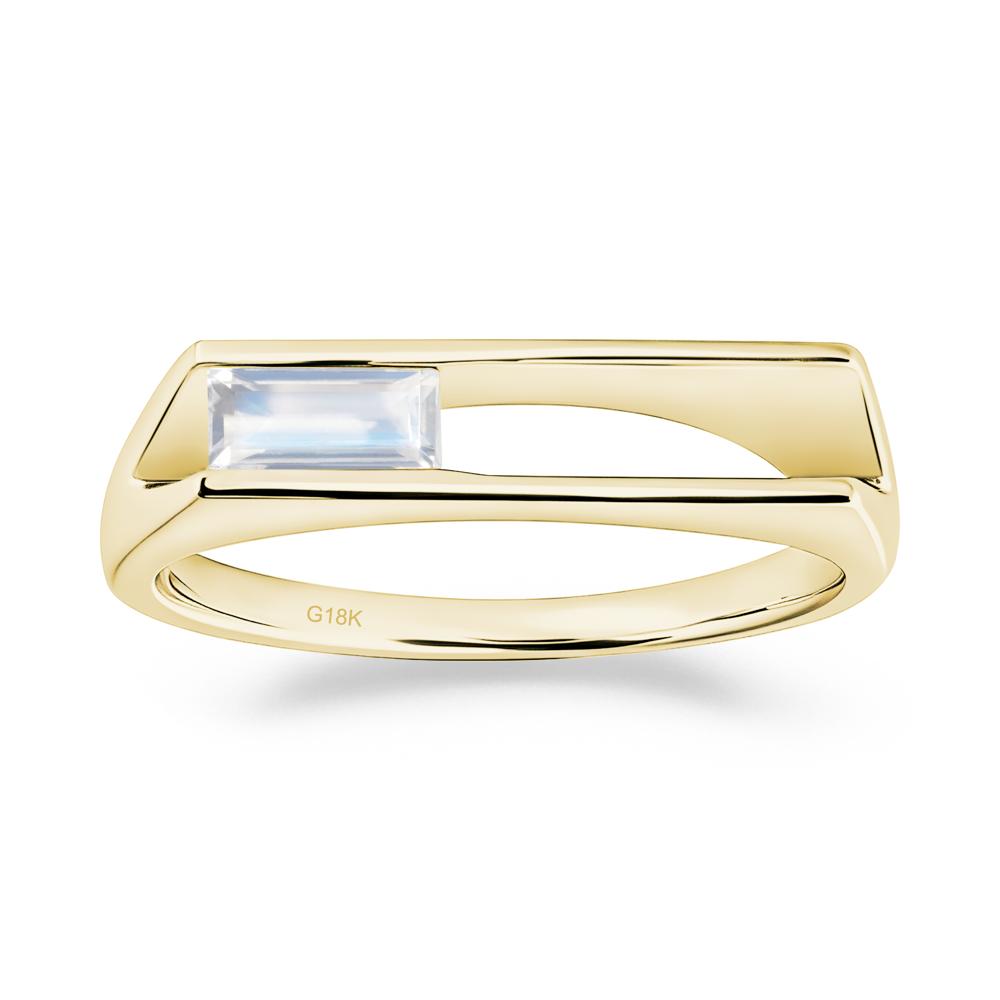Baguette Moonstone Tension Ring - LUO Jewelry #metal_18k yellow gold