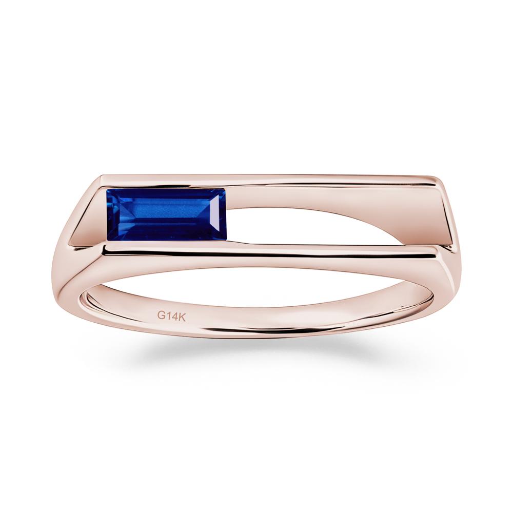 Baguette Sapphire Tension Ring - LUO Jewelry #metal_14k rose gold