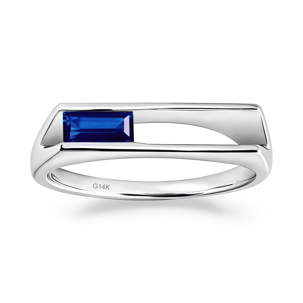 Baguette Sapphire Tension Ring - LUO Jewelry #metal_14k white gold