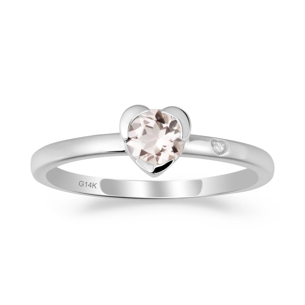 Heart Shaped Bezel Setting Morganite Ring - LUO Jewelry #metal_14k white gold