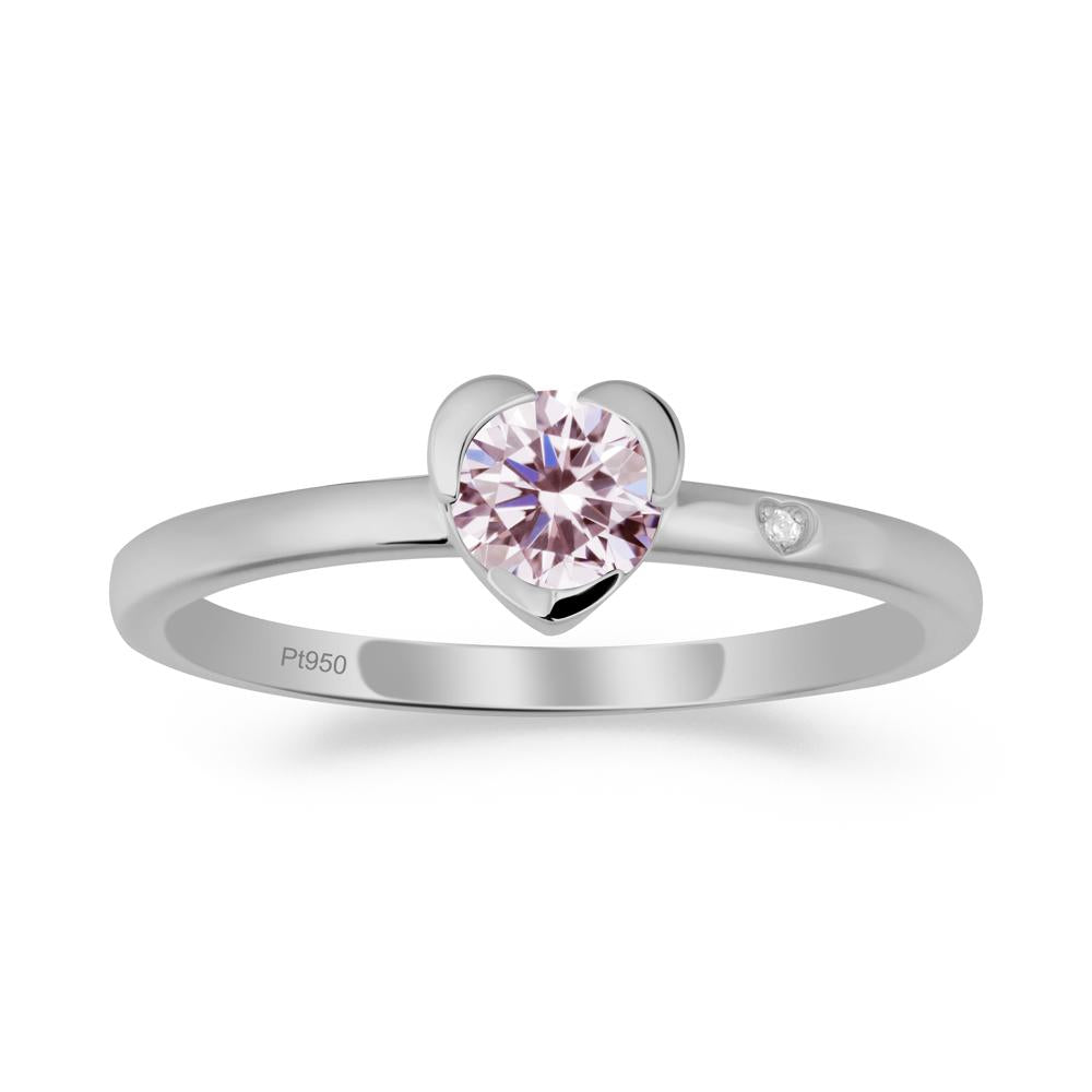 Heart Shaped Bezel Setting Pink Cubic Zirconia Ring - LUO Jewelry #metal_platinum