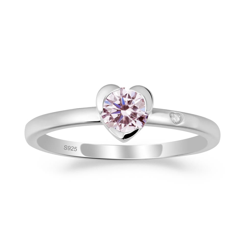 Heart Shaped Bezel Setting Pink Cubic Zirconia Ring - LUO Jewelry #metal_sterling silver