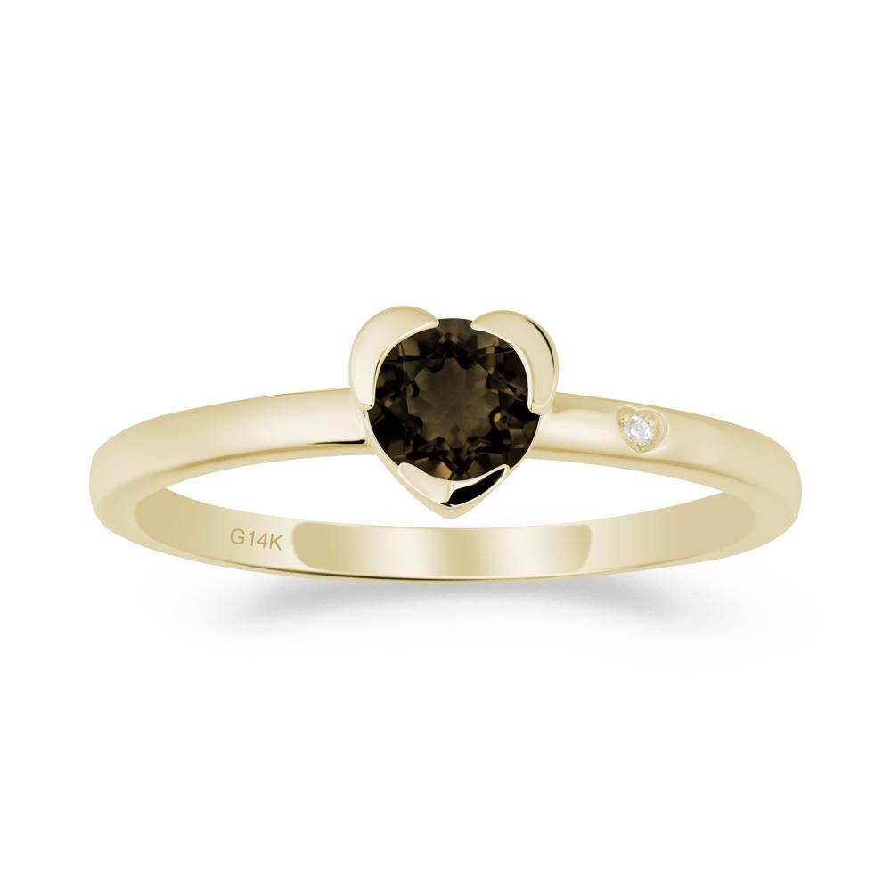 Heart Shaped Bezel Setting Smoky Quartz Ring - LUO Jewelry #metal_14k yellow gold