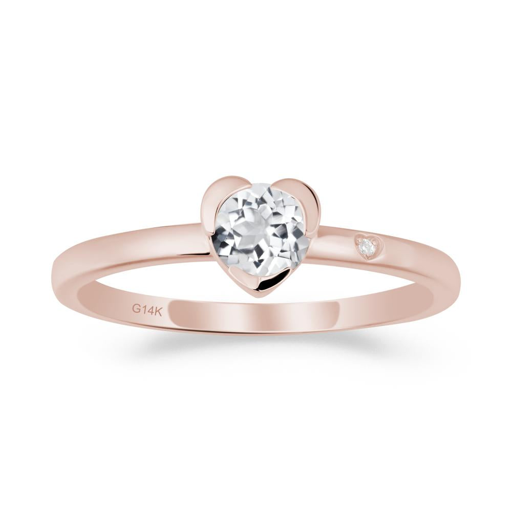 Heart Shaped Bezel Setting White Topaz Ring - LUO Jewelry #metal_14k rose gold