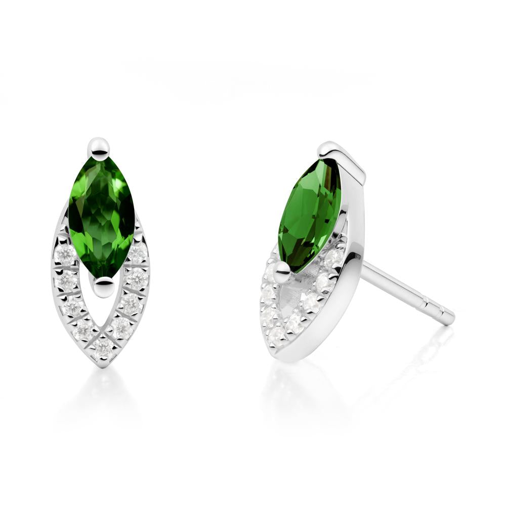 Marquise Cut Diopside Halo Stud Earrings - LUO Jewelry #metal_sterling silver