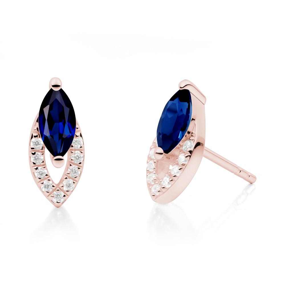 Marquise Cut Sapphire Halo Stud Earrings - LUO Jewelry #metal_18k rose gold