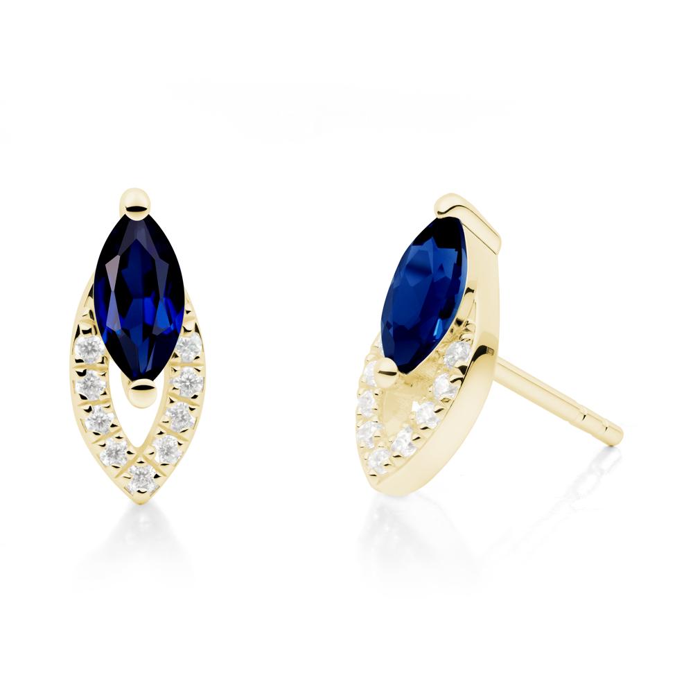 Marquise Cut Sapphire Halo Stud Earrings - LUO Jewelry #metal_18k yellow gold