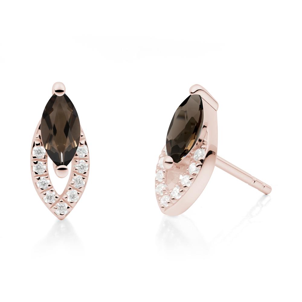 Leaf Inspired Smoky Quartz Stud Earrings - LUO Jewelry #metal_14k rose gold
