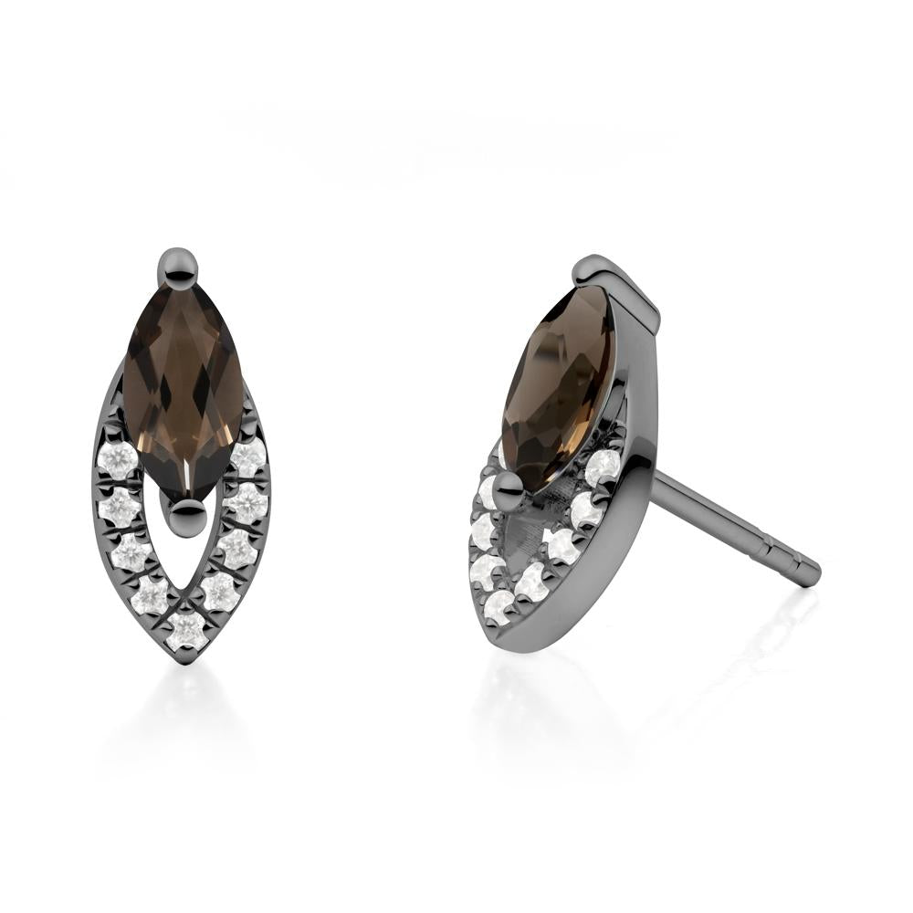 Leaf Inspired Smoky Quartz Stud Earrings - LUO Jewelry #metal_black finish sterling silver