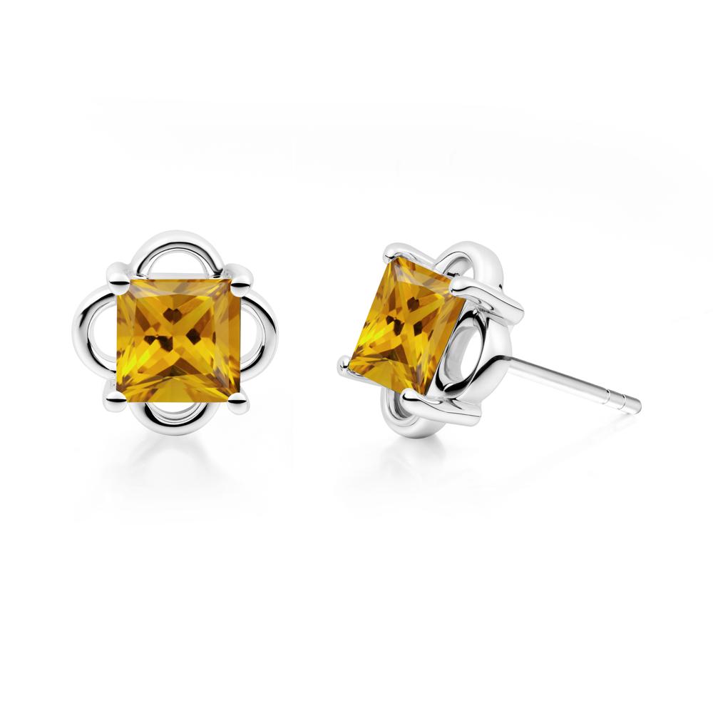 Vintage Princess Cut Citrine Stud Earrings - LUO Jewelry #metal_sterling silver