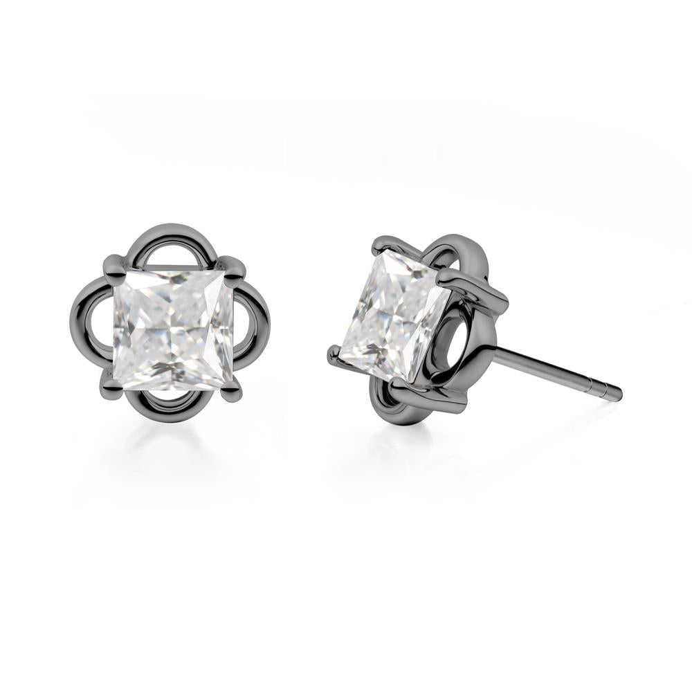Vintage Princess Cut Cubic Zirconia Stud Earrings - LUO Jewelry #metal_black finish sterling silver