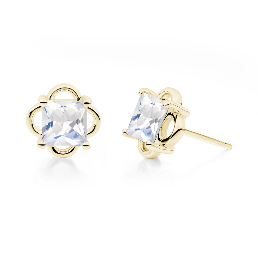 Scalloped Halo Moonstone Stud Earrings - LUO Jewelry #metal_18k yellow gold