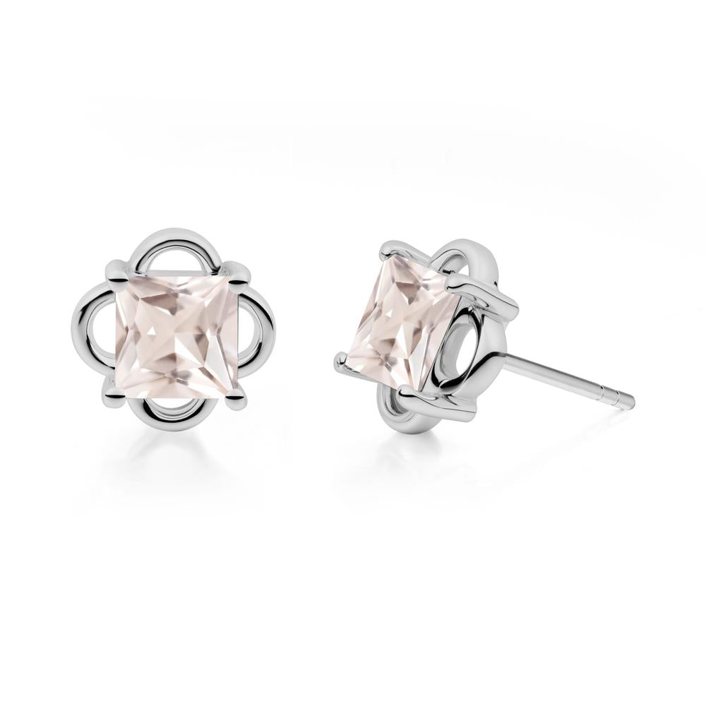 Scalloped Halo Morganite Stud Earrings - LUO Jewelry #metal_platinum