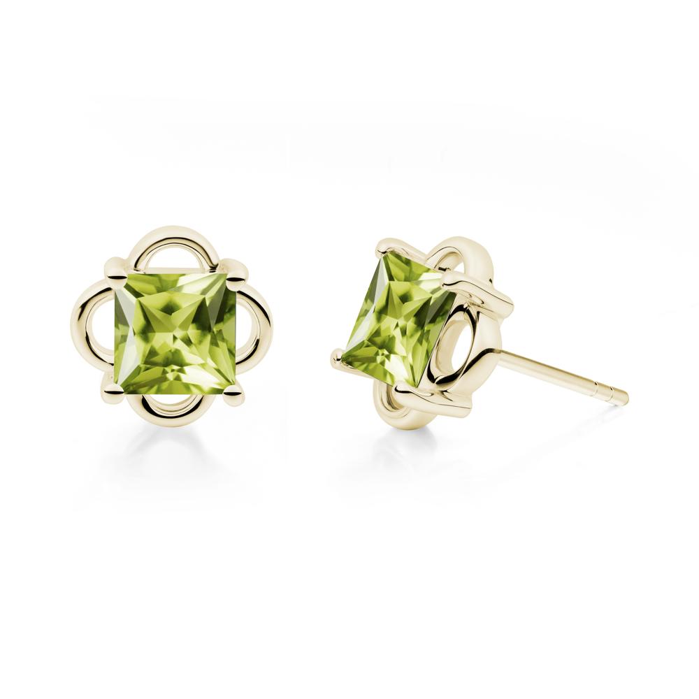 Scalloped Halo Peridot Stud Earrings - LUO Jewelry #metal_14k yellow gold